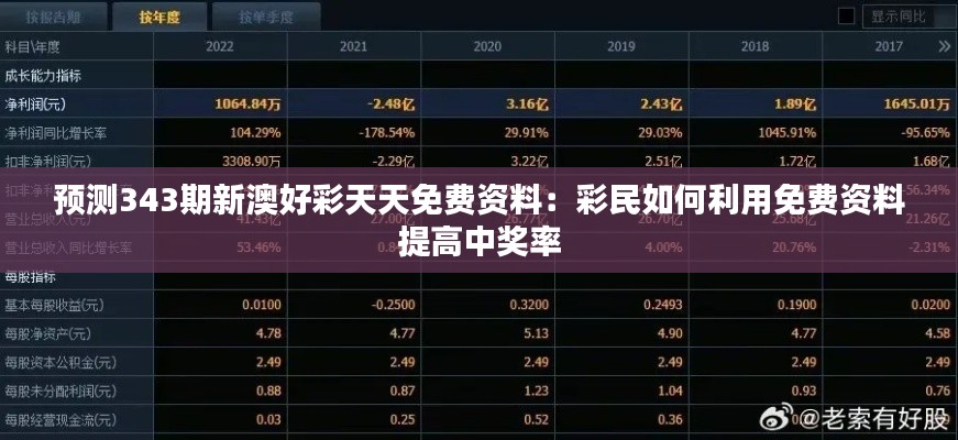 预测343期新澳好彩天天免费资料:彩民如何利用免费资料提高中奖率